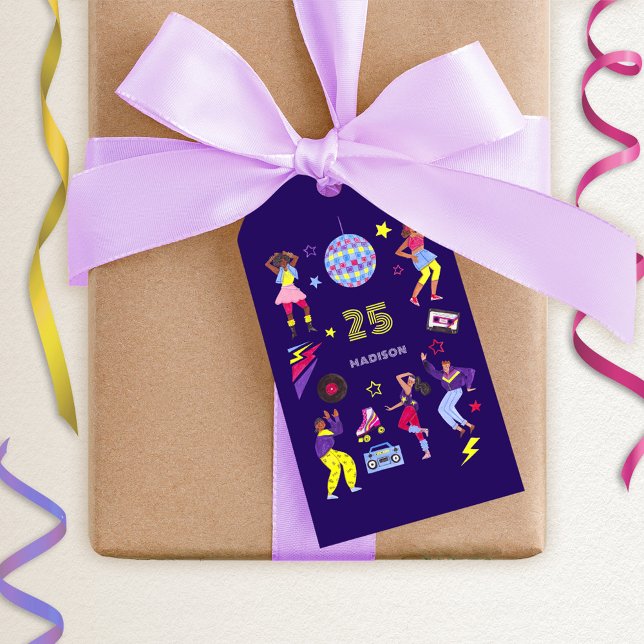 Étiquettes-cadeau Disco super Purple Party Millennial Retro (Groovy Disco Party Gift tag)