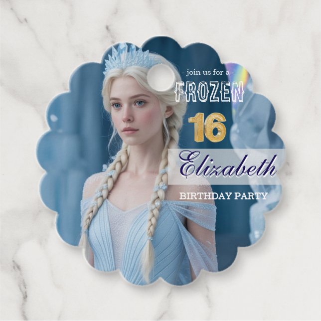 Étiquettes Cadeau Disney's Frozen Elsa Birthday personalize name (Devant)