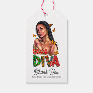 Étiquettes-cadeau Diva afro-américaine chic
