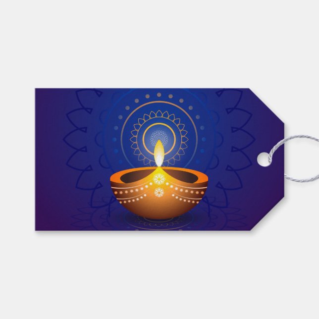 Étiquettes-cadeau Diwali Diya (Devant (Horizontal))