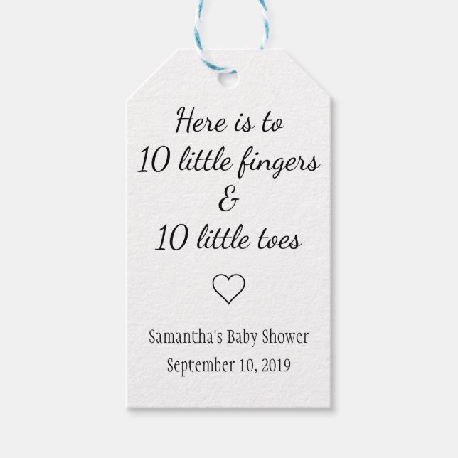 Étiquettes-cadeau Dix Petites Doigts Dix Petits Baby showers orteils (Devant)