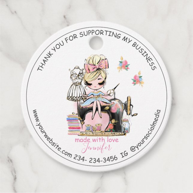 Étiquettes Cadeau do-it-yourself coudre Merci Mode Design Favoriser  (Devant)