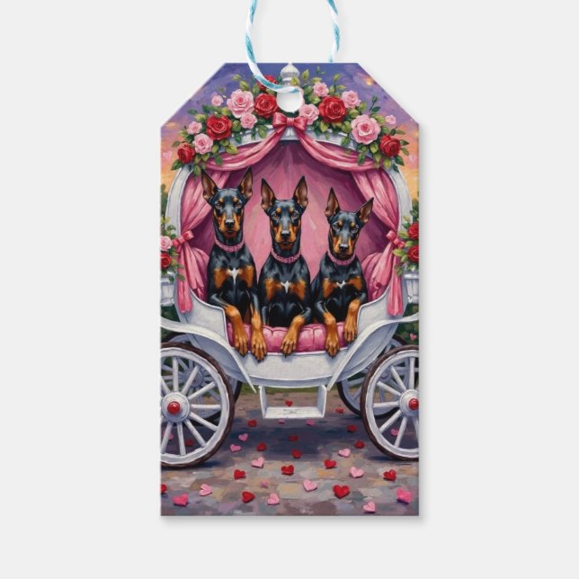 Étiquettes-cadeau Doberman Dog Valentine's Day  (Devant)
