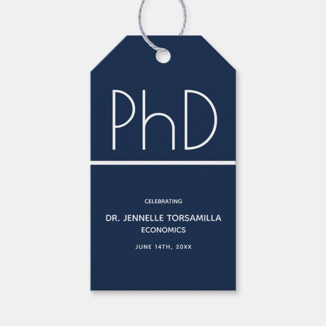 Étiquettes-cadeau Doctorat Graduation Party Blue (Devant)