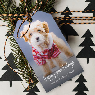 Étiquettes-cadeau Dog Christmas   Cute Puppy Happy Pawlidays