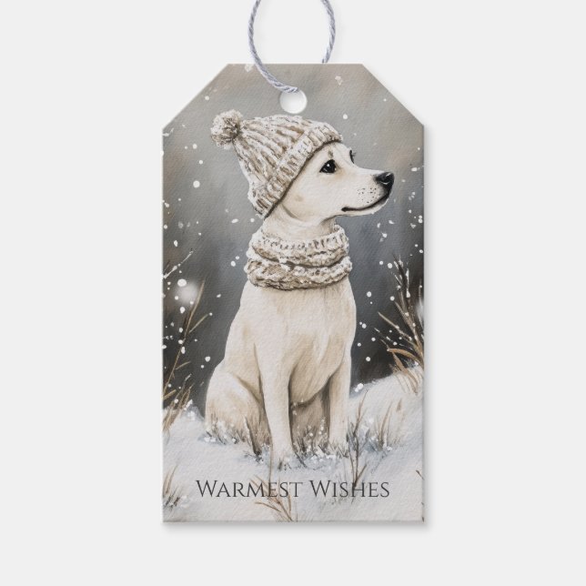 Étiquettes-cadeau Dog Winter Snow Christmas (Devant)