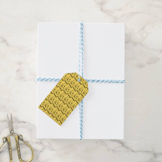 Étiquettes-cadeau dollar or (Avec de laficelle)