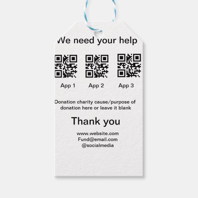 Étiquettes-cadeau Donation Collection conseil pot ajouter votre q r  (Devant)
