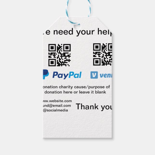 Étiquettes-cadeau Donation Collection conseil pot ajouter votre q r  (Devant)