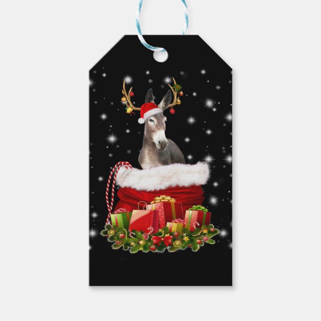 Étiquettes-cadeau Donkey Lover Venin | Happy Donkey Merry Christmas (Devant)
