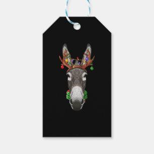 Étiquettes-cadeau Donkey Reindeer Antlers Cute Christmas Animal Xmas