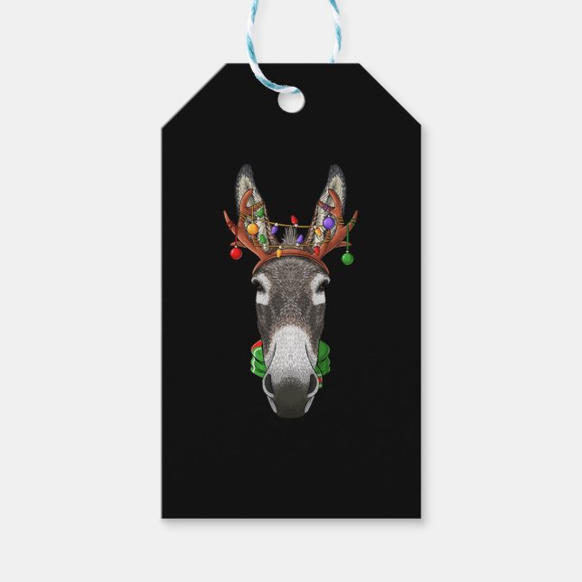 Étiquettes-cadeau Donkey Reindeer Antlers Cute Christmas Animal Xmas (Devant)