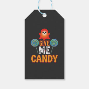 Étiquettes-cadeau Donnez-moi des bonbons Halloween Fantôme_1