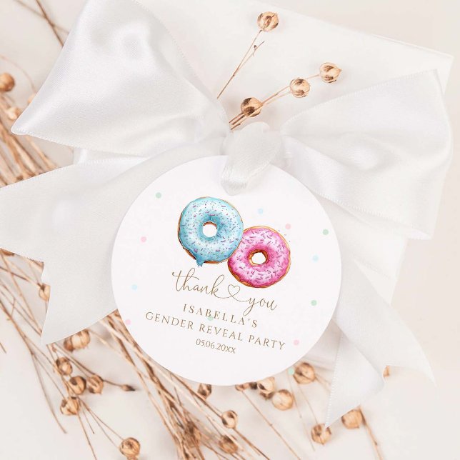 Étiquettes Cadeau Donut Genre Révéler Garçon Ou Fille Fête (Créateur téléchargé)