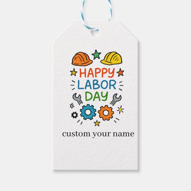 Étiquettes-cadeau Doodle Fun Fête du Travail (Devant)