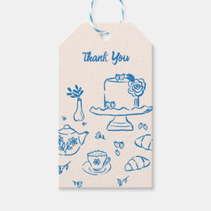 Étiquettes-cadeau Doodle Whimsical main tiré Tea Icons Merci