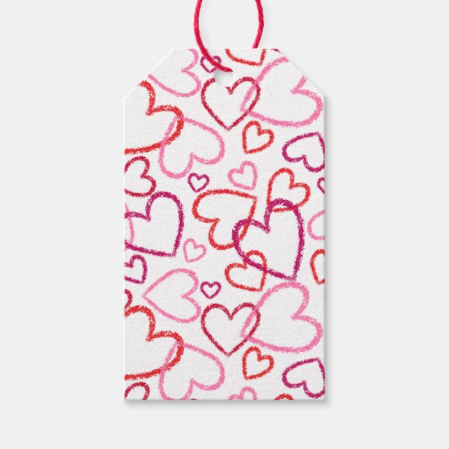 Étiquettes-cadeau Doodles Coeur tendance 01 (Devant)