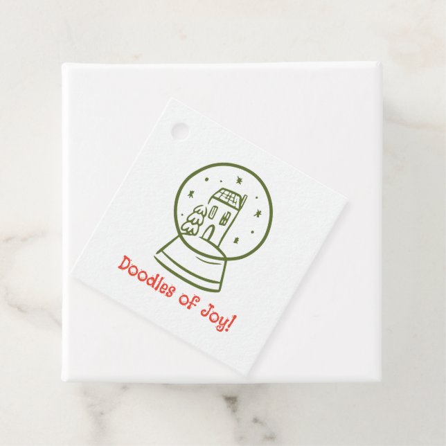 Étiquettes Cadeau Doodles of Joy Hand-Drawn Christmas (En situation)