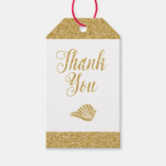 Étiquettes Cadeau Dorées Brillantes - Merci, Coqui