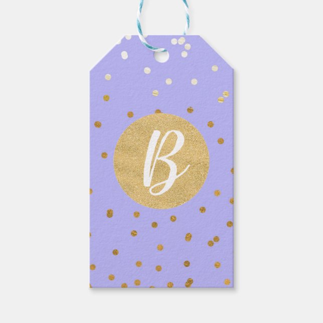 Étiquettes-cadeau Dots Confetti Purple & Or Confetti Moderne Favoris (Devant)