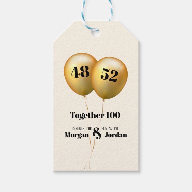 Étiquettes-cadeau Double célébration Junior Or et Noir (Devant)