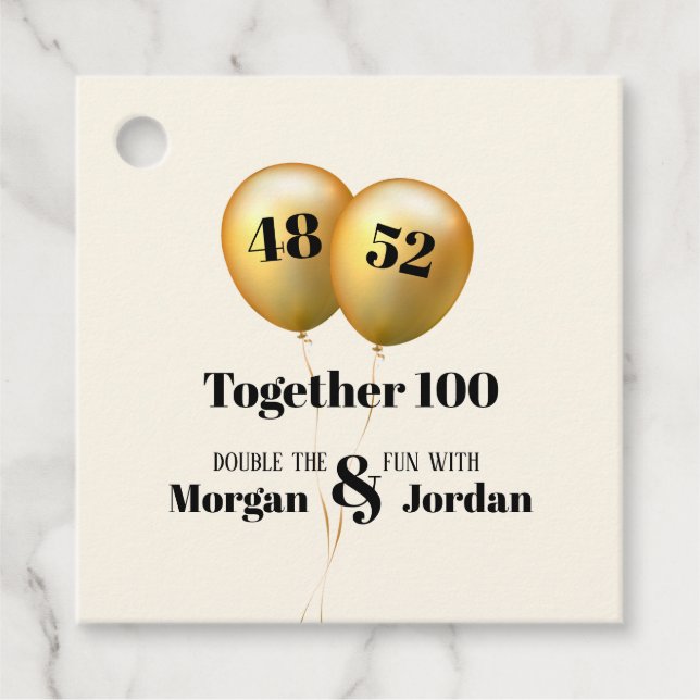 Étiquettes Cadeau Double célébration Junior Or et Noir (Devant)