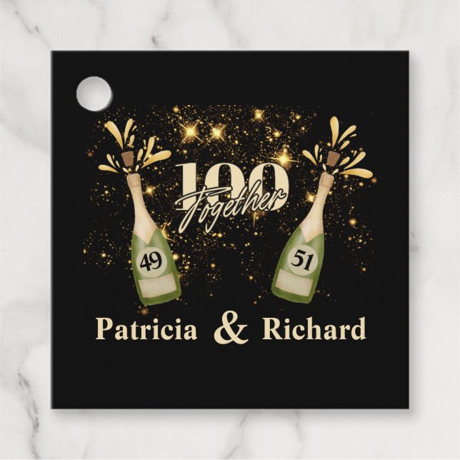 Étiquettes Cadeau Double fête d'anniversaire conjointe Deux fois plu (Devant)