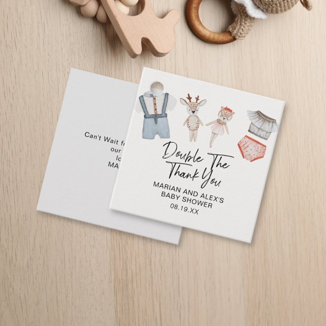 Étiquettes Cadeau Double Merci Neutre Jumeaux Vêtements Favoriser Ta (Créateur téléchargé)
