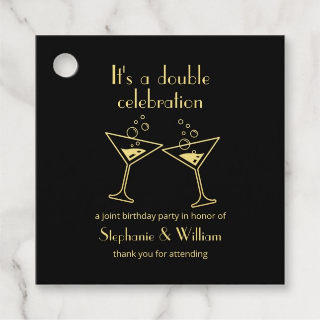 Étiquettes Cadeau Double or moderne célébrations Anniversaire conjoi (Devant)