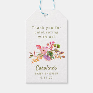 Étiquettes-cadeau Douce Baby Shower Florale Aquarelle Personnalisée 