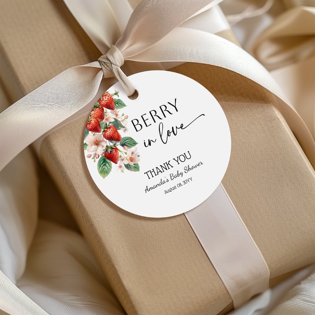 Étiquettes Cadeau Douce Baie en amour Fête de mariage aux fraises (Créateur téléchargé)