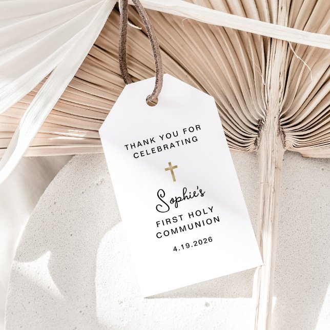 Étiquettes-cadeau Douce et Simple | Or Première Sainte Communion (Créateur téléchargé)