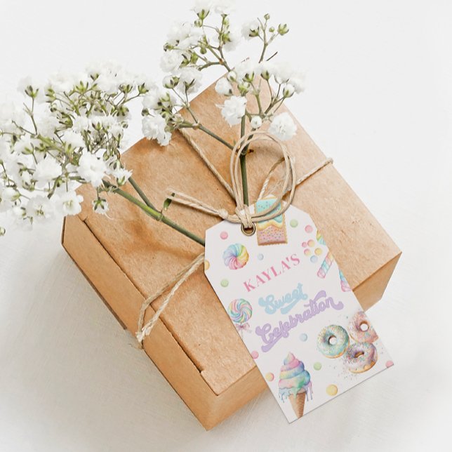Étiquettes-cadeau Douce Fête Anniversaire Fille Pays de Bonbons Past (Créateur téléchargé)