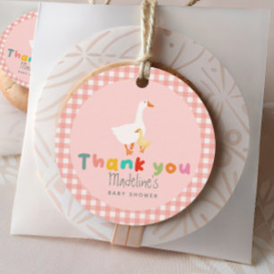 Étiquettes Cadeau Douce Fête de Bébé Coquette Rose Canard Fou