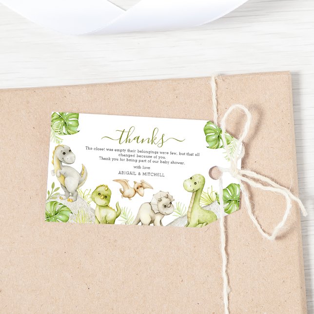 Étiquettes-cadeau Douce Fête de Bébé Dinosaure à l'Aquarelle (Créateur téléchargé)