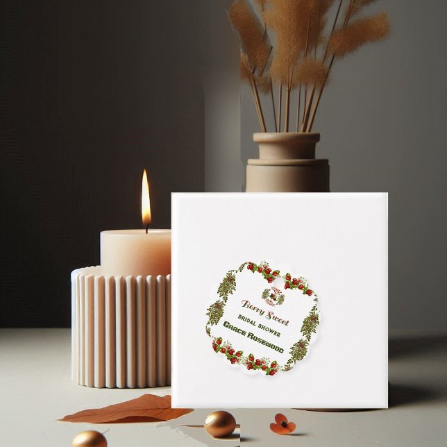 Étiquettes Cadeau Douce Fête de Mariage Automne avec Feuillage et Ba (Cute Fall Foliage Autumn Berry Sweet Bridal Shower Favor Tags)