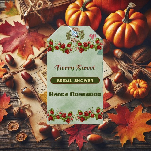 Étiquettes-cadeau Douce Fête de Mariage de la Foliage d'Automne aux  (Cute Fall Foliage Autumn Berry Sweet Bridal Shower Gift Tags)