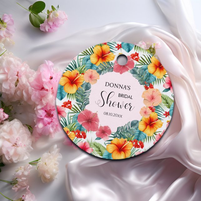 Étiquettes Cadeau Douce Fête de Mariage Florale Hawaïenne (Créateur téléchargé)