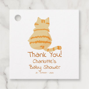 Étiquettes Cadeau Douce Fête de Naissance de Chat Orange Gras