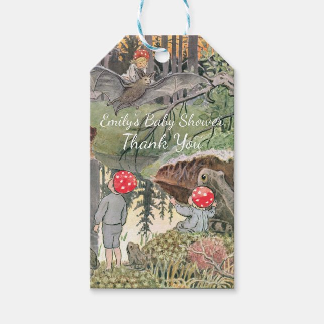 Étiquettes-cadeau Douce Fête de Naissance Grenouille et Champignon d (Devant)