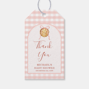 Étiquettes-cadeau Douce Gâteaux Rose Pastel Ruban Gingham Automne Ba
