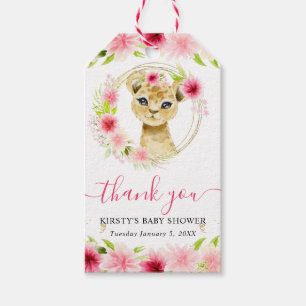 Étiquettes-cadeau Douce Jungle Lion Aquarelle Fleurie Baby Shower