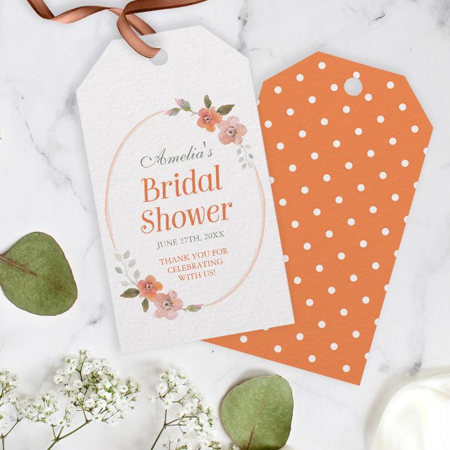 Étiquettes-cadeau Douce Mariage Fleurie Orange (Créateur téléchargé)