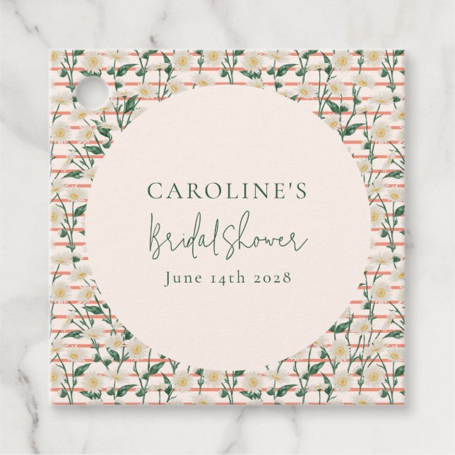 Étiquettes Cadeau Douce Mariée Fleurs Vertes Rétro Mariage Sur Mesur (Devant)