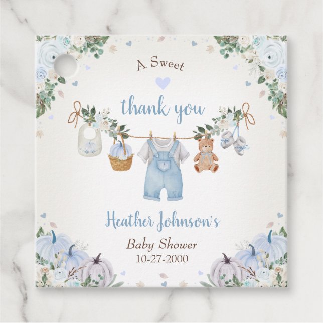 Étiquettes Cadeau Douce petite citrouille Fête prénatale de bébé d'a (Devant)