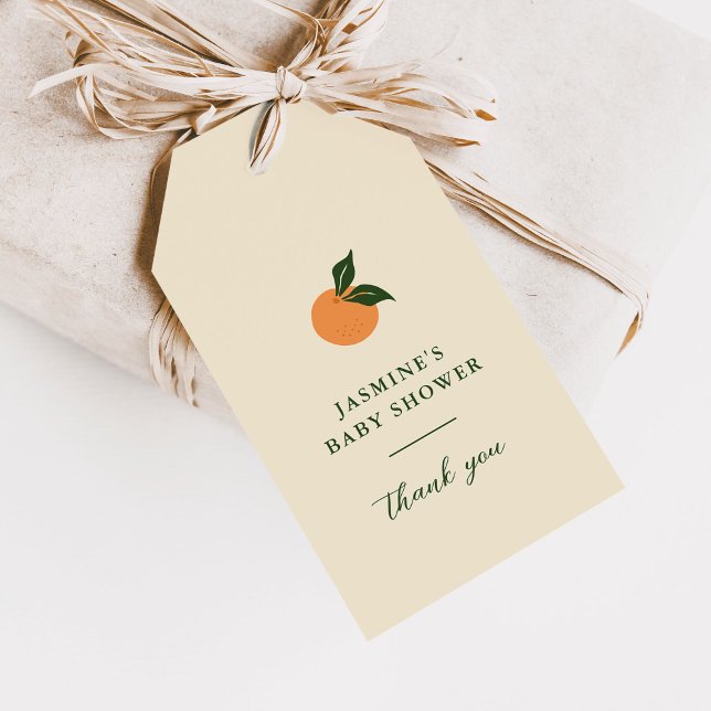 Étiquettes-cadeau Douce petite orange bébé Shower (Créateur téléchargé)