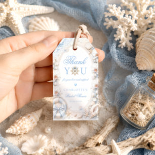 Étiquettes-cadeau Douce Remerciement de Fête de Mariage Côtière Bleu