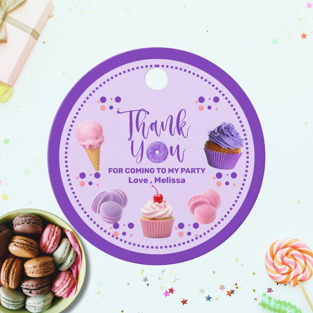 Étiquettes Cadeau Douce rose mignonne violet un Merci (Créateur téléchargé)