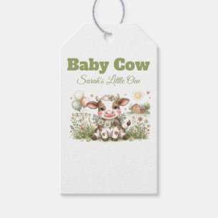 Étiquettes-cadeau Douce Vache Bébé Aquarelle Ferme Maison Baby Showe
