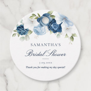 Étiquettes Cadeau Douche Bleue Florale Aquarelle Écriture Mariage